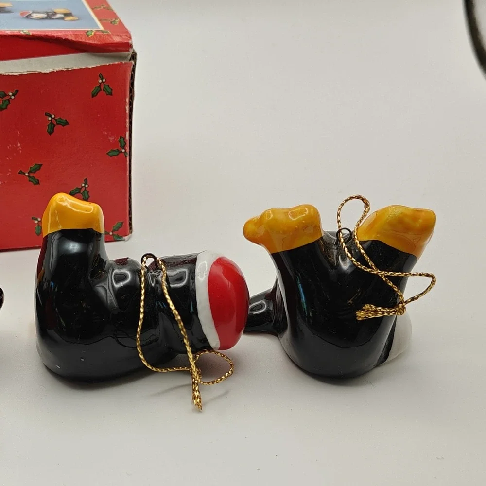 Christmas Around the World Playful Penguin 4pc Ceramic Hanging Ornaments 54-224